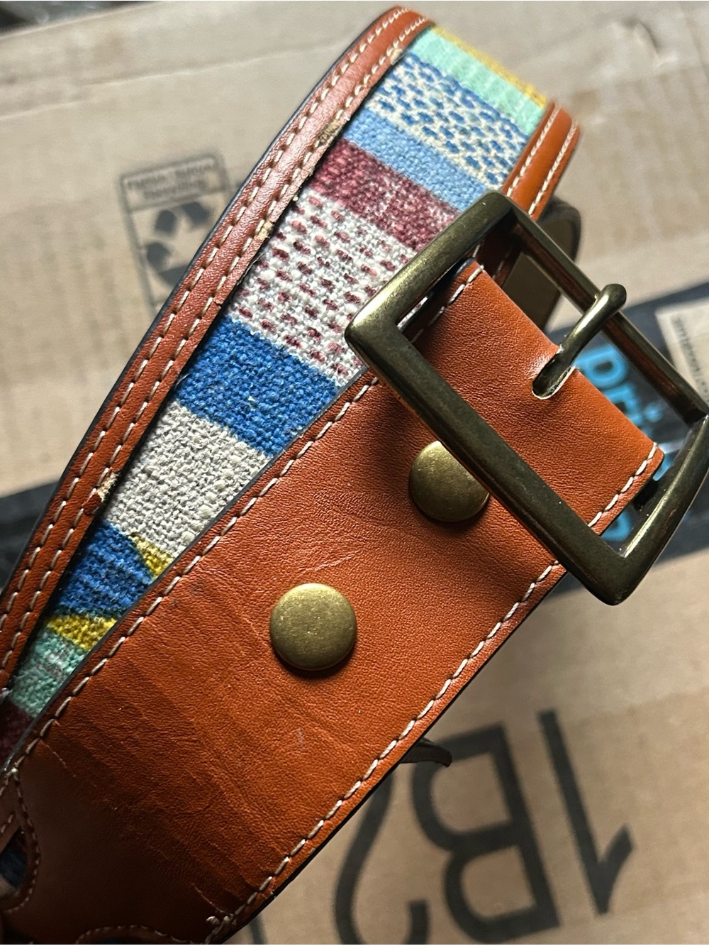 O’Neil Leather and Woven Multi-Color Belt - Tan